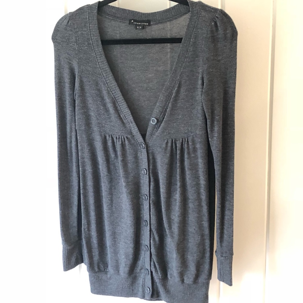 Gray cardigan sweater